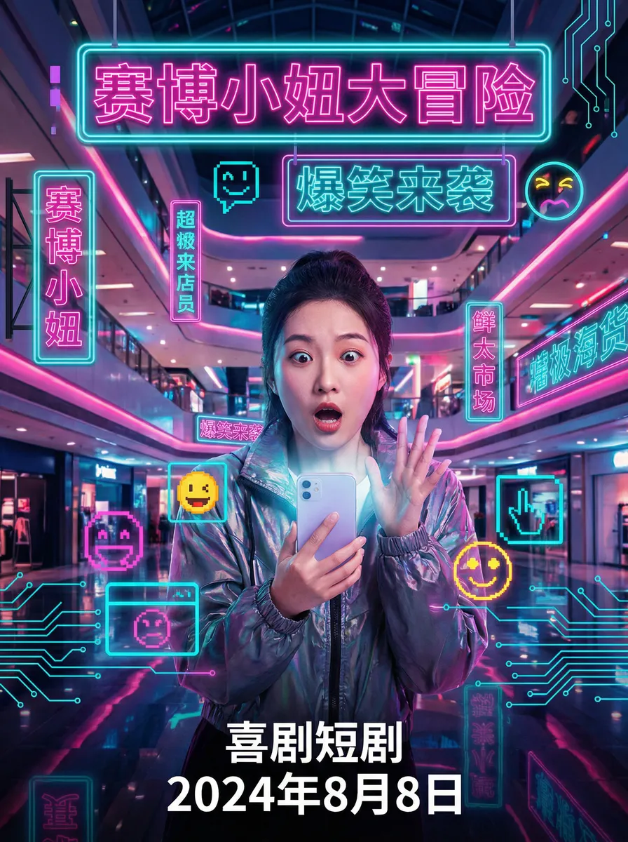 阴阳打更人在线播放 搞笑喜剧短剧 - 赛博小妞大冒险海报